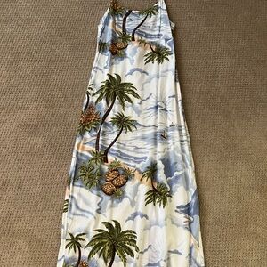 Hawaiian Tropical Print Maxi Dress